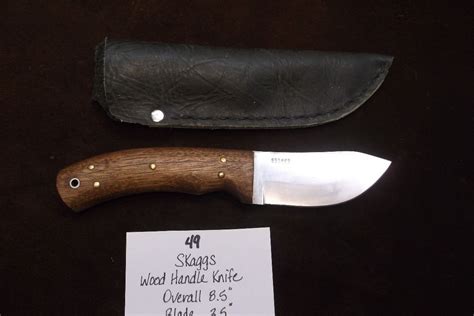 Skaggs Wood Handle Knife Overall 85 Blade 35 Sheath