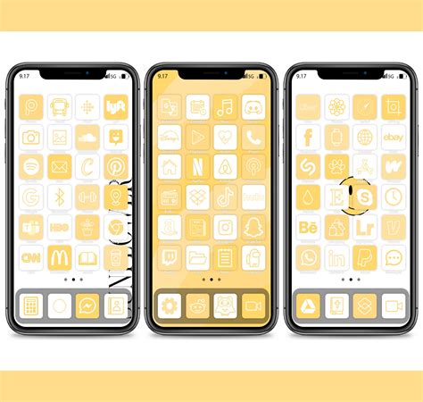 600 Yellow App Icons Ios14 Icons Yellow And White App Icons Etsy