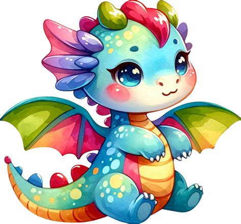Ai Generated Cute Baby Dragon Cartoon Png Illustration This Design Is