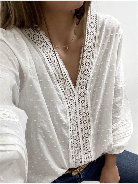 Women V Neck Sleeves Casual Blouses Justfashionnow