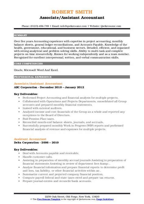Assistant Accountant Resume Samples Qwikresume