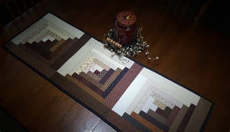 Log Cabin Quilted Table Runner Country Quilted Table Runner Etsy