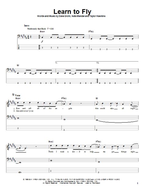 Foo Fighters Learn To Fly Bass Guitar Tab