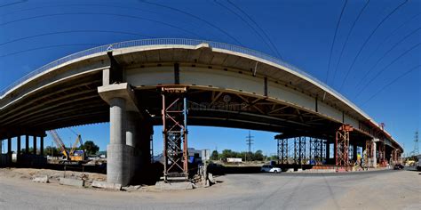 Panoramic View Of A Road Overpass Under Construction On The M5 Federal