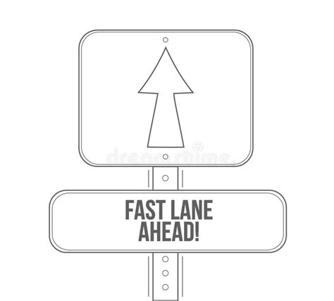 Fast Lane Ahead Line Street Sign Stock Illustration Illustration Of