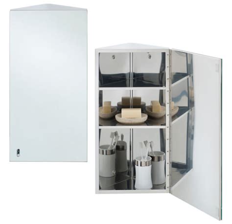 Rak Riva Stainless Steel Single Corner Cabinet With Mirrored Door 380 X