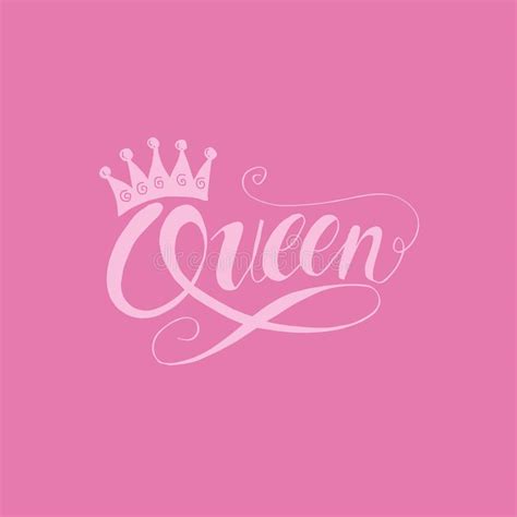 Queen Word With Crown Stock Vector Illustration Of Calligraphy