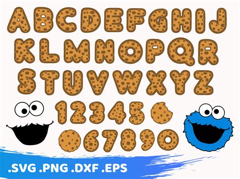 Cookie Monster Alphabet And Numbers With Faces