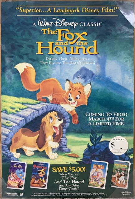 The Fox And The Hound Dvd Movie Poster 1 Sided Original 27x40 Disney Ebay