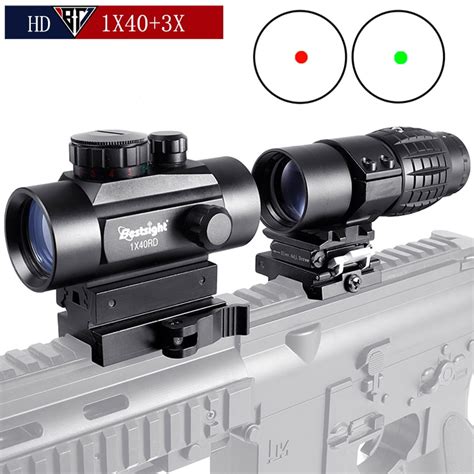 3x Magnifier Holographic 1x40 Green Dot Sight Riflescope Tactical Red
