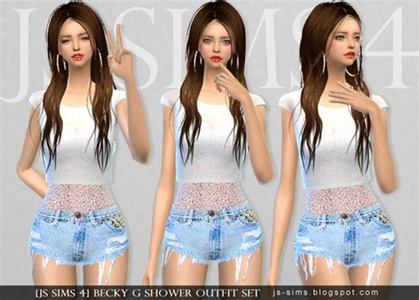 Js Sims 4 Becky G Shower Outfit Set Sims 4 Downloads