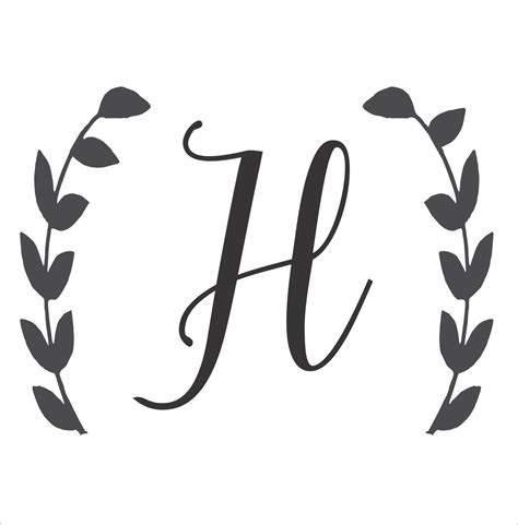 Custom Monogram Letter With Wreath Reusable Stencils