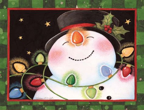 Snowman Lights Holiday Christmas Cards 1004704 Lang Christmas