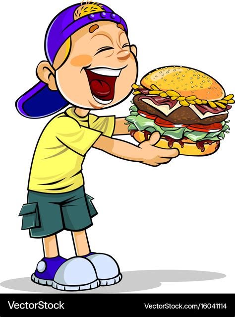 Cartoon Boy Eating Food