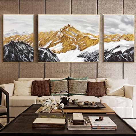 Set Of 2 Wall Art Mountain Peaks Modern Abstract Landscape Etsy