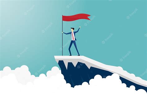 Premium Vector Businessman Climb To The Top Of The Mountain Leader
