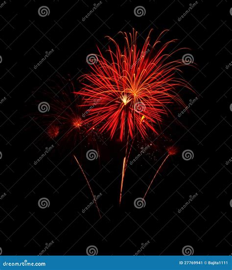 Orange Fireworks In The Sky Stock Image Image Of Color Colorful
