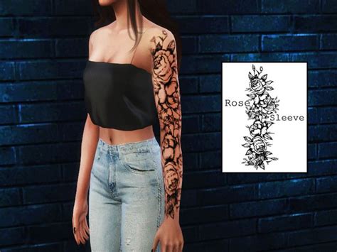 Rose Sleeve Left Arm The Sims 4 Catalog Sims 4 Tattoos Rose