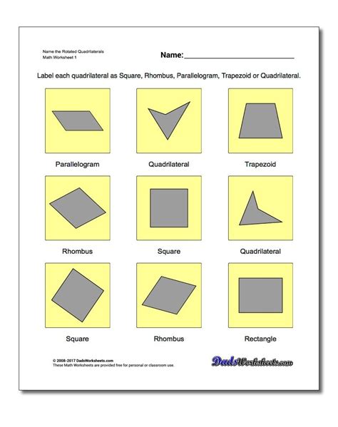 Identifying Shapes Geometry Worksheets Multi Step Equations