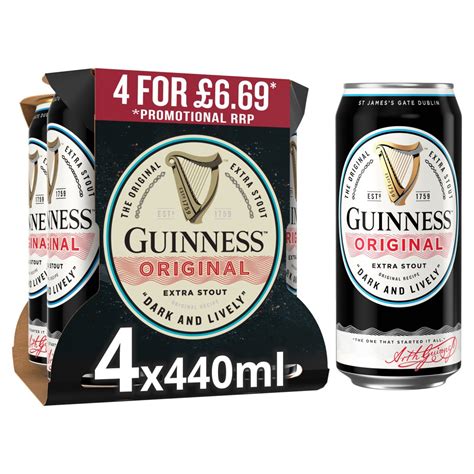 Guinness Original Extra Stout In Can 42 Vol 440ml Pmp £669 Cans Bb Foodservice