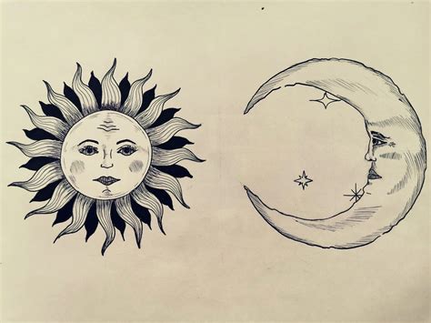 Moon And Sun Drawing