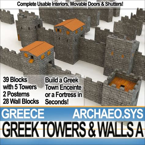 Ancient Roman Town Walls And Towers A 3d Model 150 3ds Obj