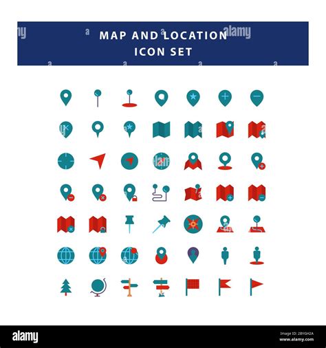 Set Of Map And Navigation Icon With Flat Style Design Vector Stock