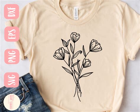 Cosmos svg, Flower svg, Floral svg, Shirt, Line drawing svg, Flower