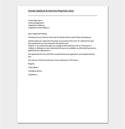 Rejection Thank You Letter Format And Sample Letters