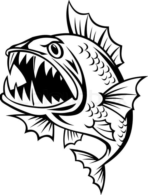 Angry Fish In Cartoon Style Isolated Stock Vector Colourbox