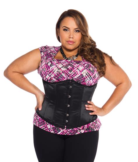 Dita Black Satin Plus Size Corset Underbust Plus Size Corset