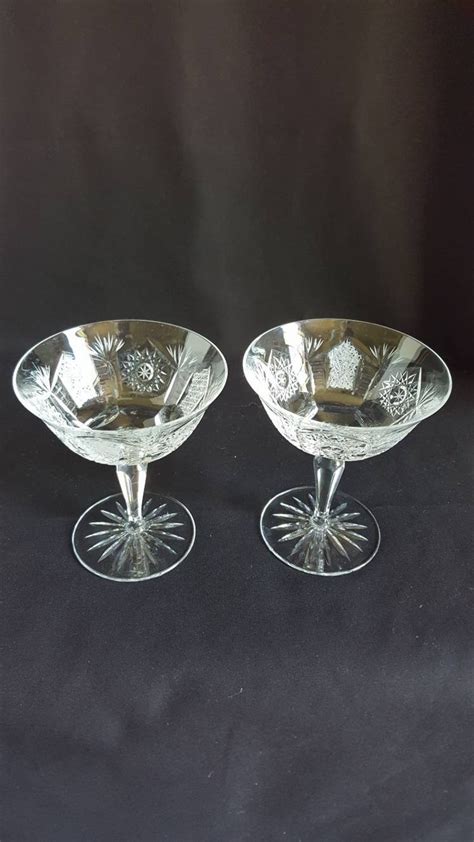 Set Of 2 Czechbohemian Cut Lead Crystal Wine Glasses 4 Sets Etsy