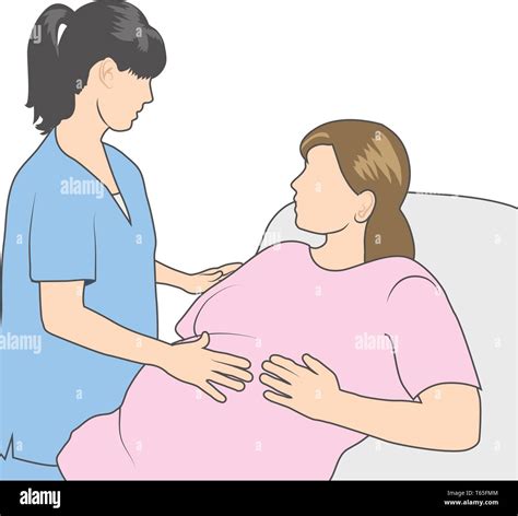 Obgyn Checkup With Pregnant Woman In Hospital Bed Stock Vector Image And Art Alamy