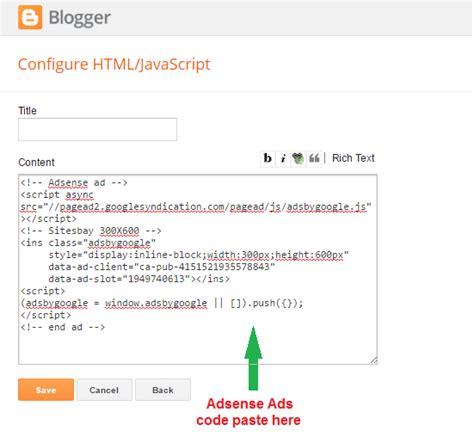 How To Add Adsence Code For Blog