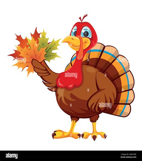 Happy Thanksgiving Day Funny Cartoon Character Turkey Bird Turkey