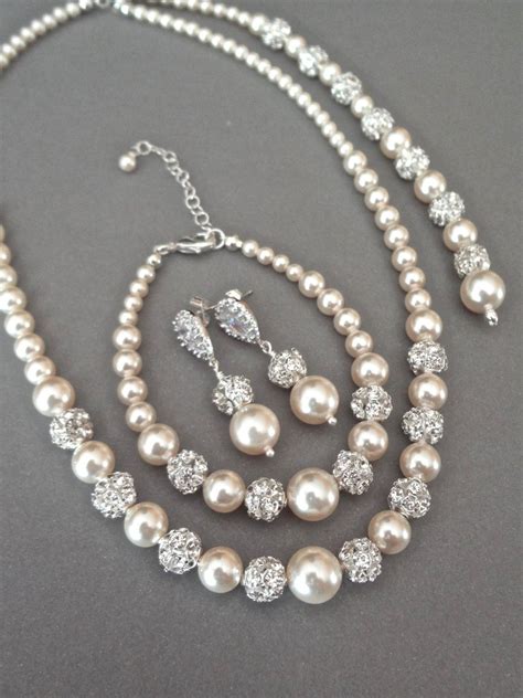 Asian White Silver Indian Costume Jewellery Necklace Earrings Pearls
