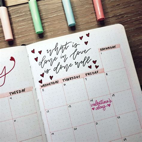 Valentine's Quote in Bullet Journal | February bullet journal, Bullet journal set up, Bullet ...