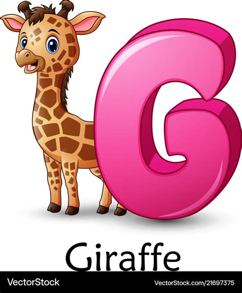 Letter G Is For Giraffe Cartoon Alphabet Vector Image