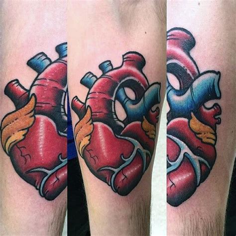 90 Anatomical Heart Tattoo Designs For Men Blood Pumping Ink