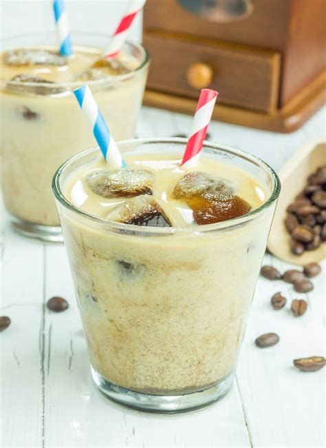 Coffee Ice Cubes With Milk Stock Image Image Of Awake 57537571