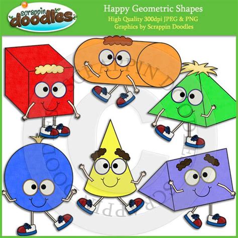 Happy Geometric Shapes Clip Art