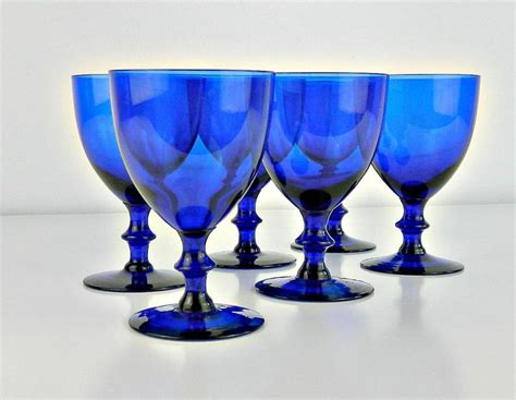 Cobalt Blue Crystal Wine Aperitif Glasses Set Of 6 Vintage Etsy Aperitif Glasses Etsy