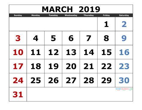 March 2019 Calendar Free Printable Monthly Calendars Vrogue Co