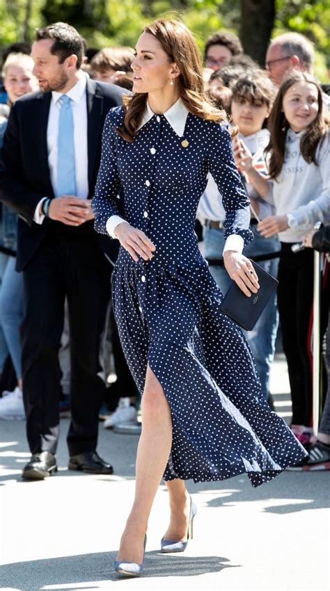 Kate Middleton Stuns In Blue And White Polka Dot Dress At Bletchley
