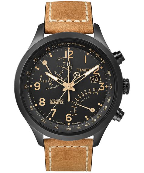 Intelligent Quartz Fly Back Chronograph 43mm Leather Watch Large