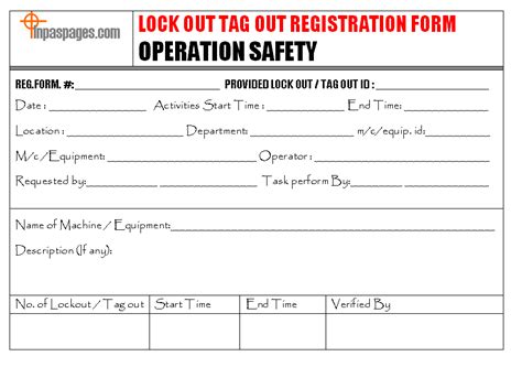 Lock Out Tag Out Registration Form Format