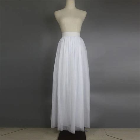 White Tulle Mesh Pleated Skirts 2018 Casual Women Elastic High Waist