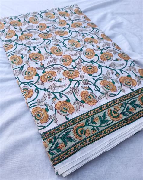 Indian Hand Block Print Soft Cotton Fabric Floral Print Etsy Uk
