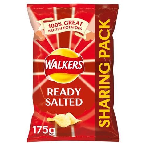 Walkers Ready Salted Sharing Bag Crisps 175g Tesco Groceries