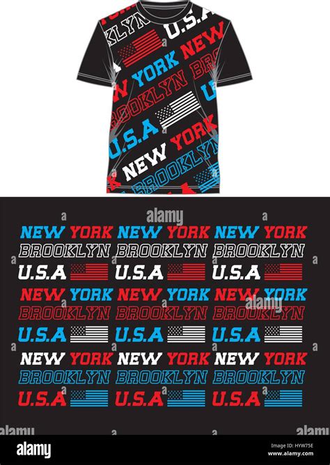 T Shirt Full Print Color New York Brooklyn Vector Stock Vector Image